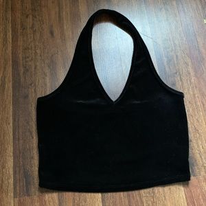 Black Velvet Halter Crop Top
